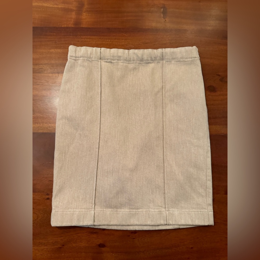 THE ROW Onel Clay Natural Stretch Denim Pencil Straight Skirt Beige S $490